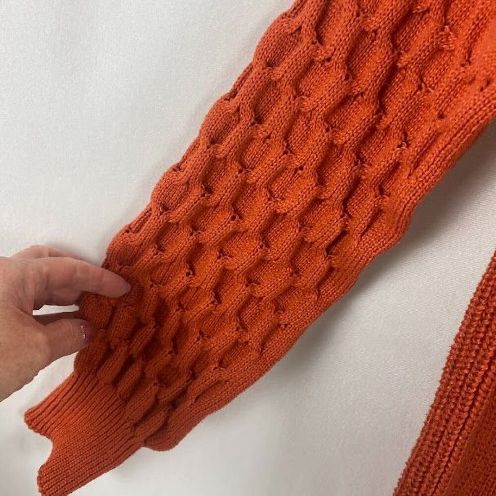 Pretty Garden Orange Knit Pullover Sweater Women's Large - Picture 7 of 12